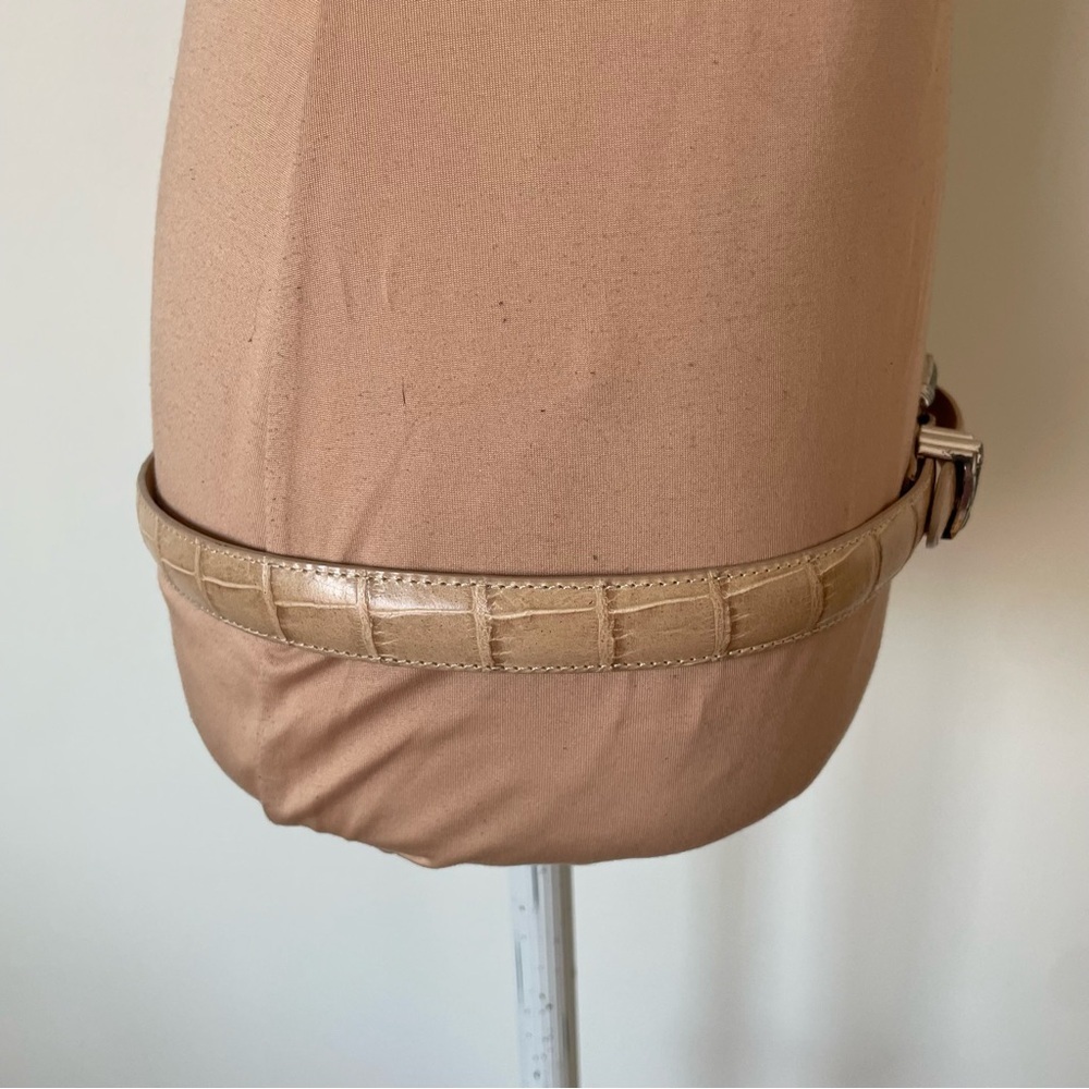 Brighton Vintage Croc Embossed Beige Leather Silver Leaf Etched Belt Size ML 32 - Picture 4 of 7